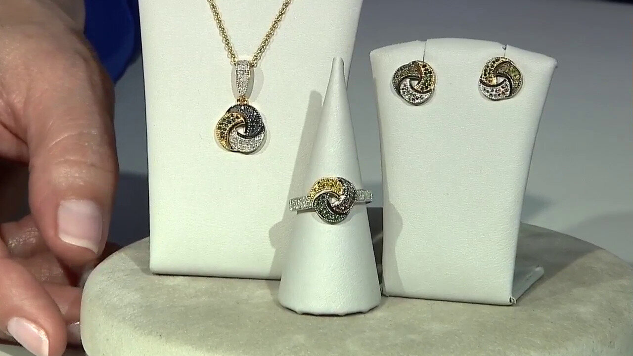 Video Zilveren ring met I3 Bruine Diamanten