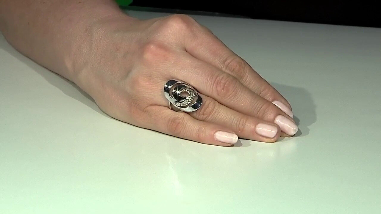 Video Zilveren ring met I3 Champagne Diamanten (de Melo)