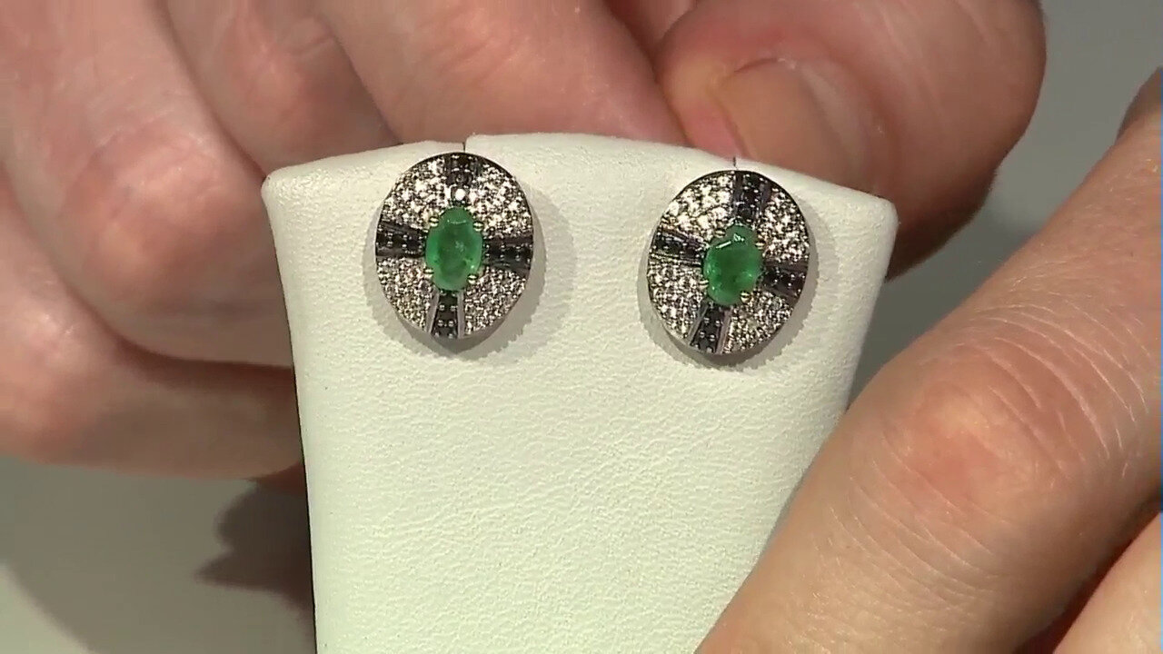 Video 9K Brazilian Emerald Gold Earrings (Adela Gold)