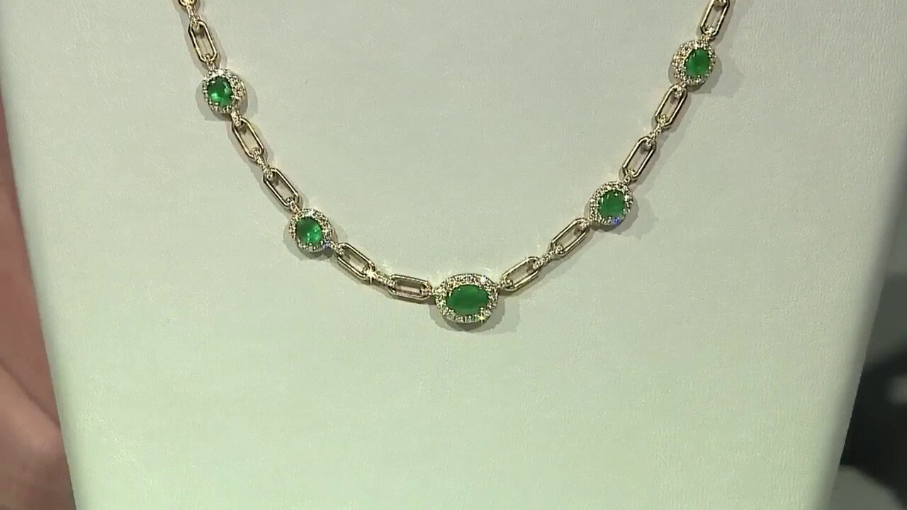 Video 14K AAA Zambian Emerald Gold Necklace (CIRARI)