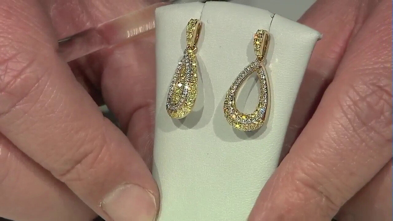 Video Gouden oorbellen met gele S12 diamanten (CIRARI)