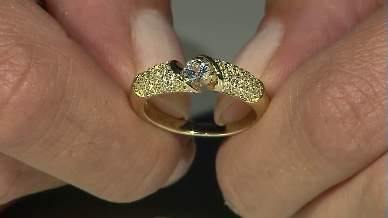 Video 9K White Sapphire Gold Ring (Adela Gold)