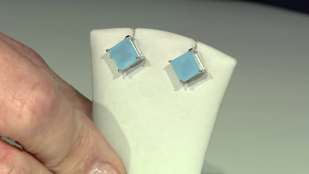 Video Zilveren oorbellen met Blauwe chalcedonen
