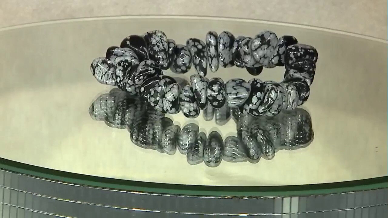 Video Armband met sneewvlokken obsidiaanstenen