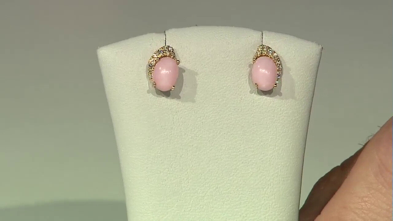 Video Gouden oorbellen met roze opalen