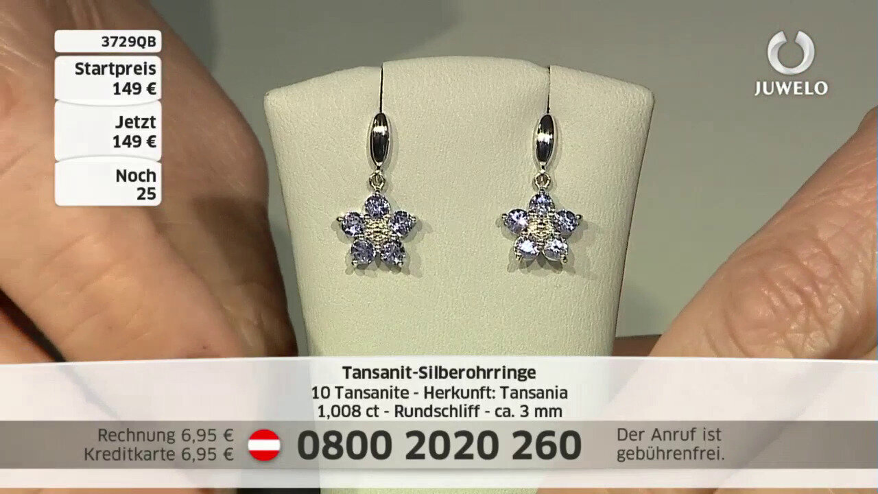 Video Tanzanite Silver Earrings