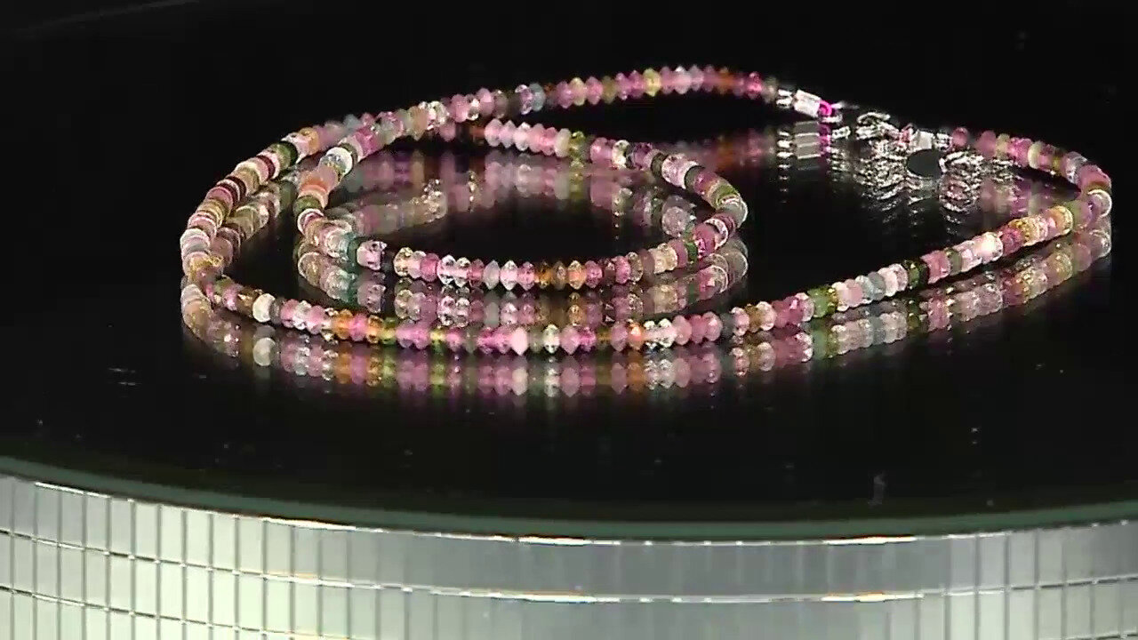 Video Zilveren halsketting met Nigeriaanse roze toermalijnen