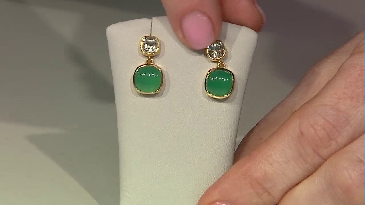 Video Green Chalcedony Silver Earrings