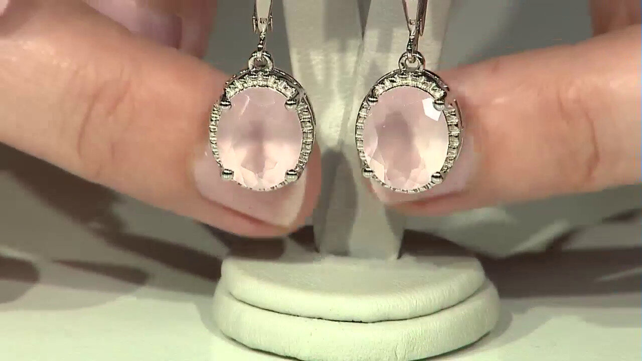Video Pendientes en plata con Cuarzo rosa