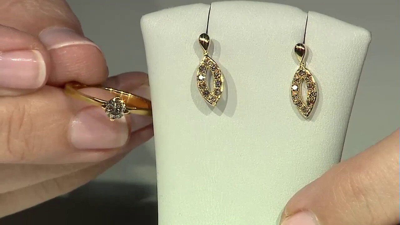 Video I2 Champagne Diamond Silver Earrings