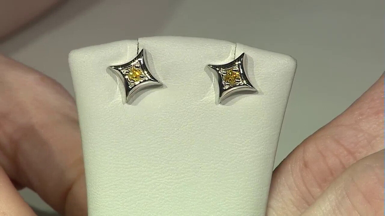 Video Pendientes en plata con Diamante I3 amarillo
