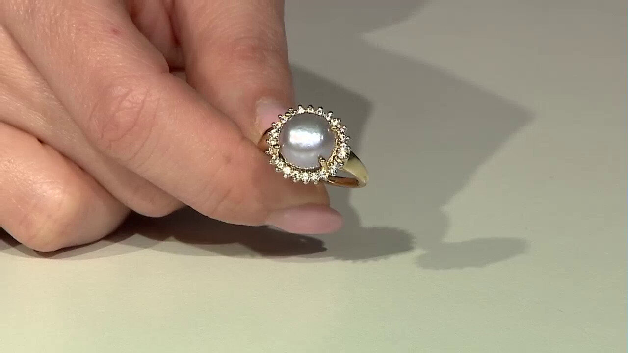 Video Silver Freshwater Pearl Silver Ring