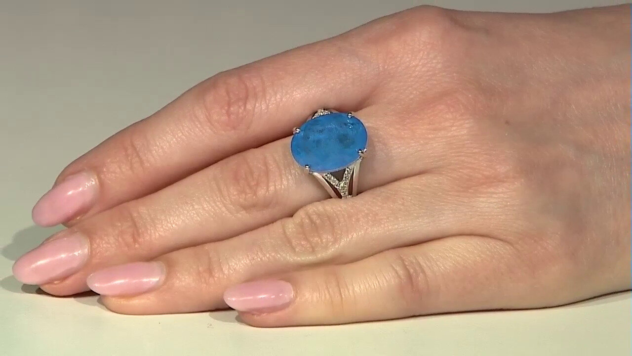Video Zilveren ring met een Azuurblauwe kwarts