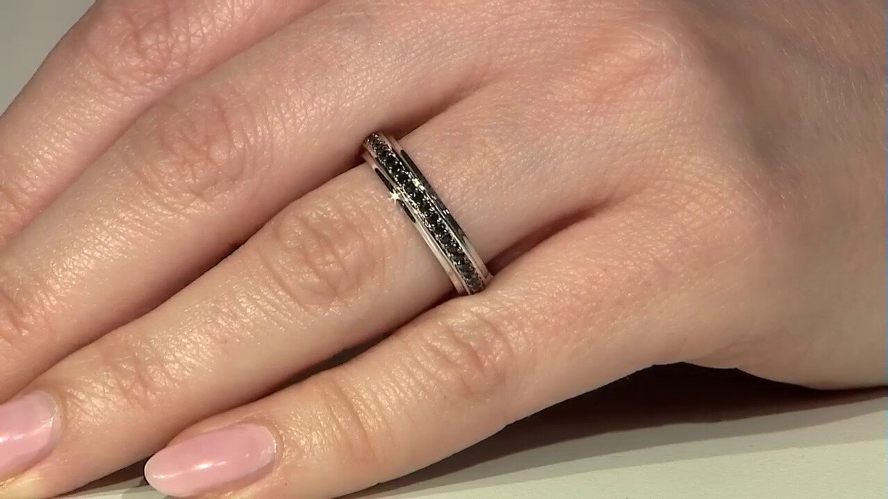Video Black Spinel Silver Ring