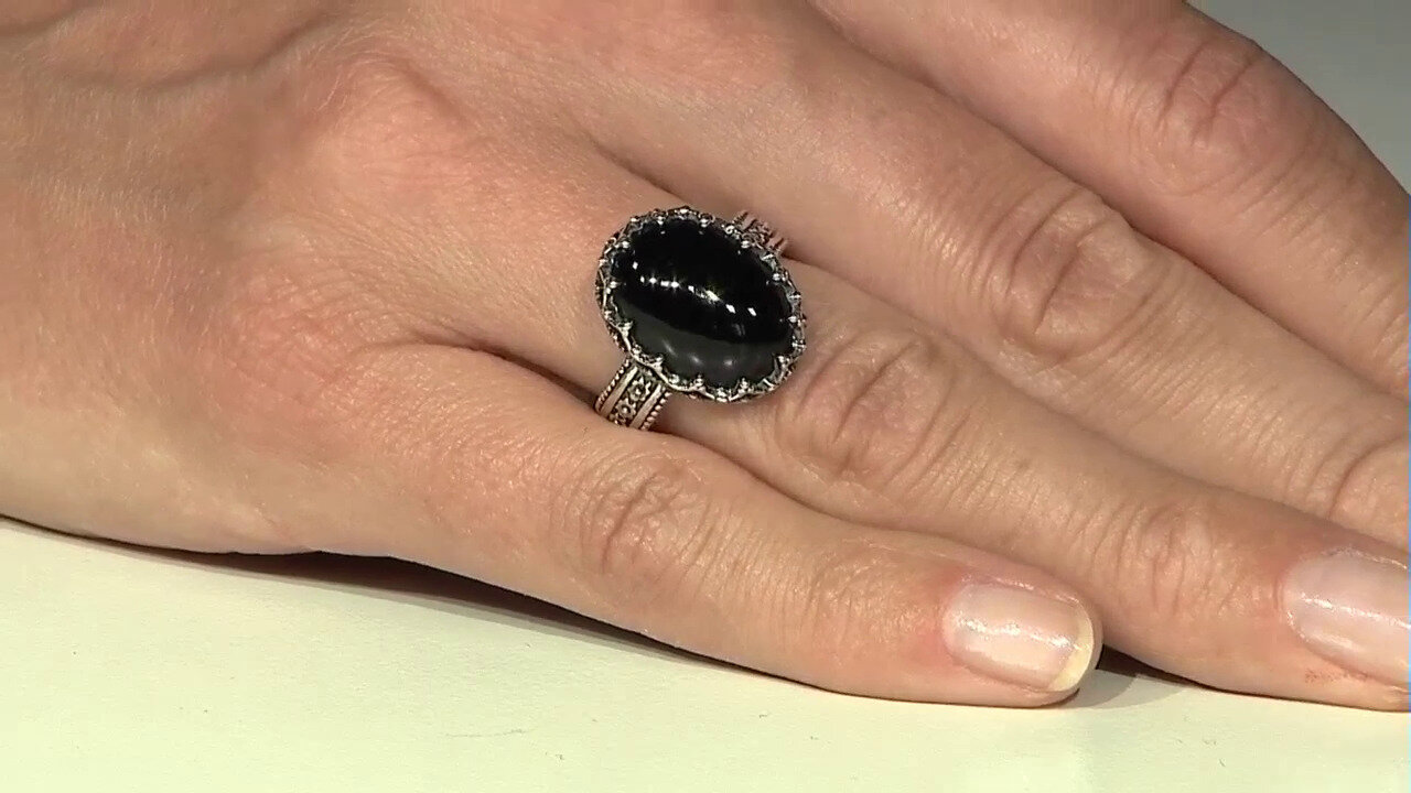 Video Black Onyx Silver Ring