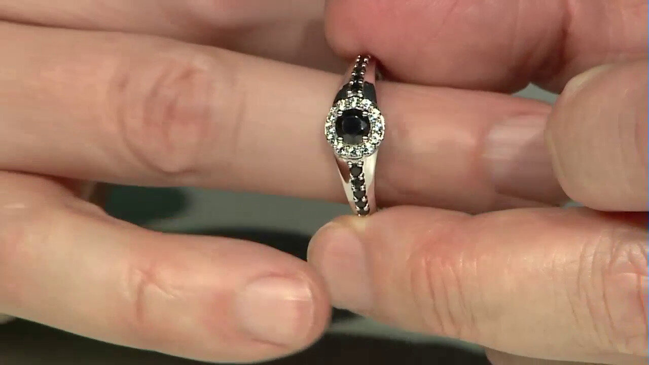 Video Zilveren ring met een zwarte spinel