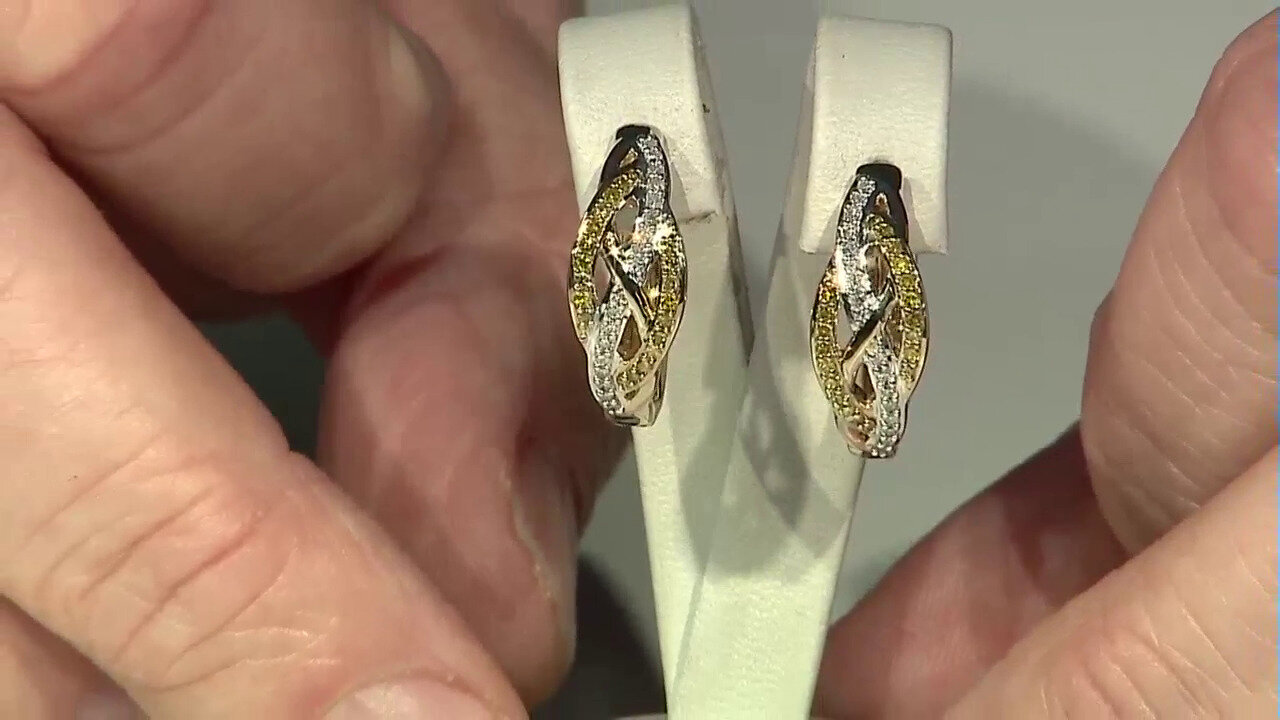 Video I2 Yellow Diamond Silver Earrings