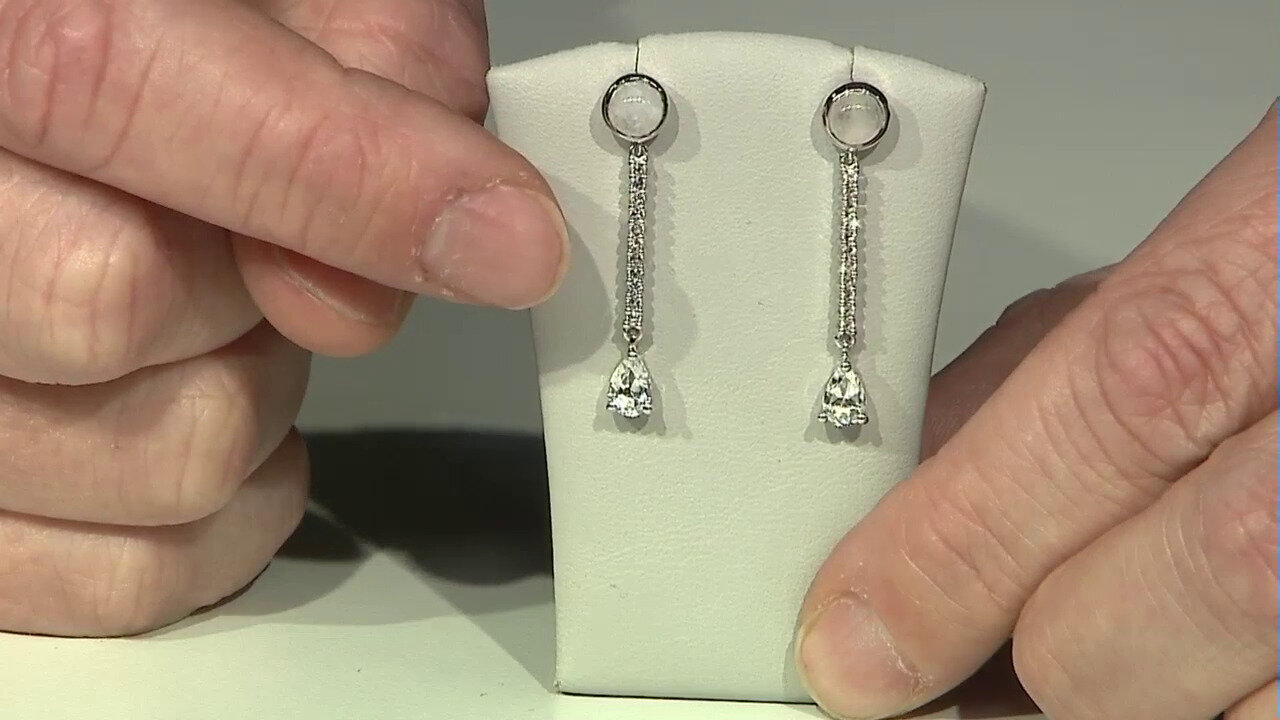 Video White Topaz Silver Earrings