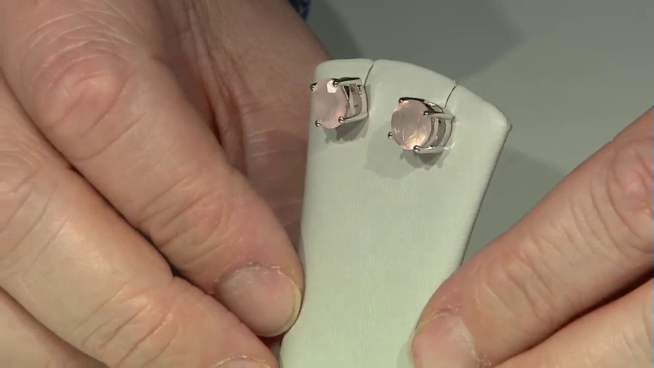 Video Zilveren oorbellen met rozen kwartskristallen