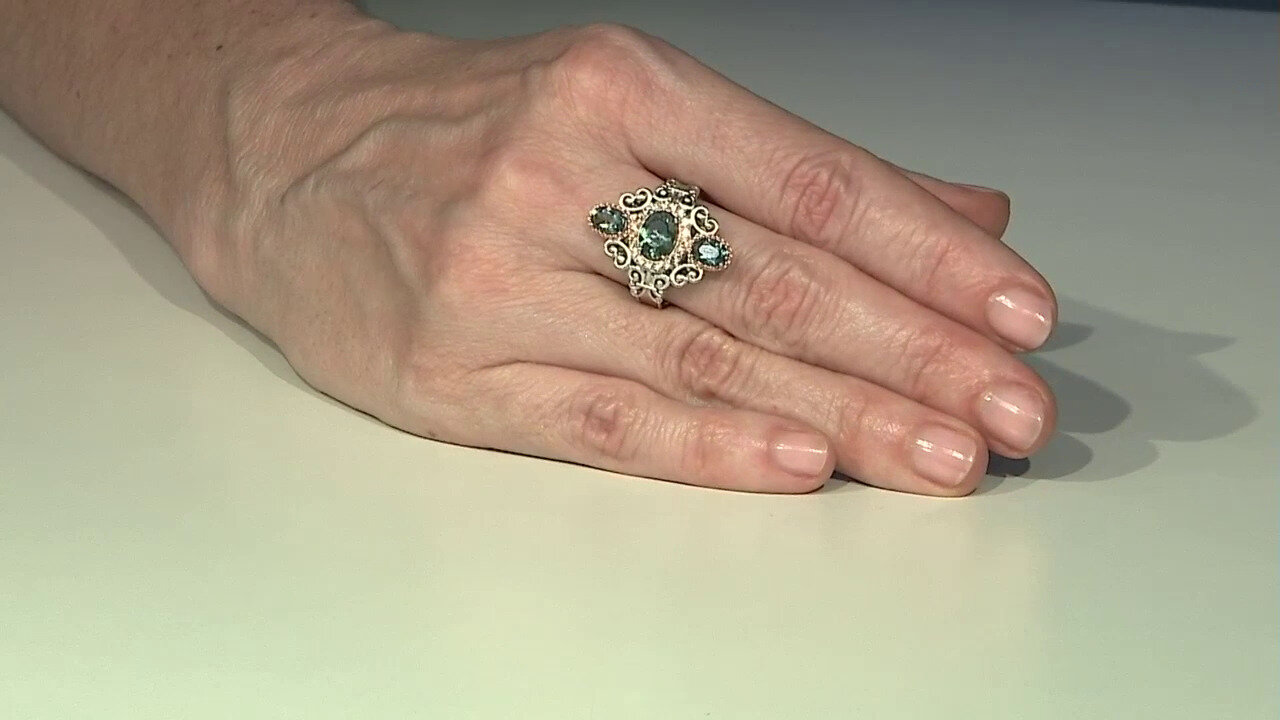 Video Caribbean Teal Fluorite Silver Ring (Dallas Prince Designs)