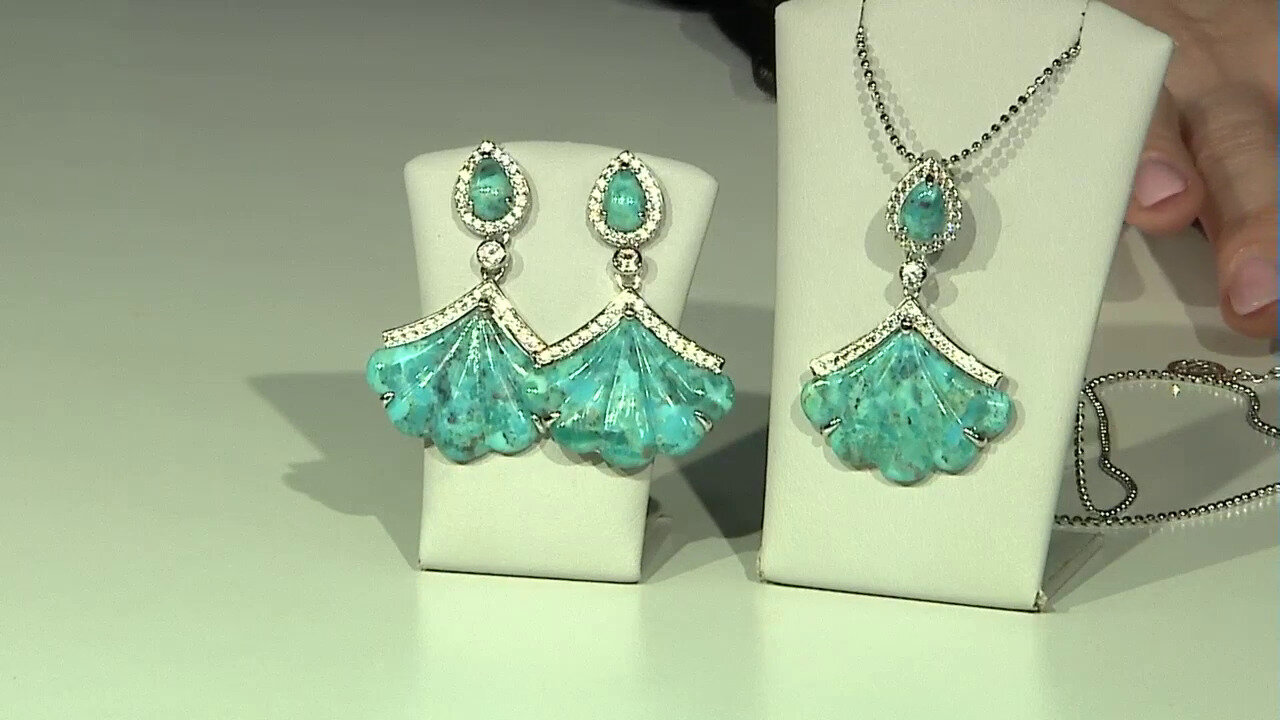 Video Boucles d'oreilles en argent et Turquoise bleue de Mohavie (Dallas Prince Designs)