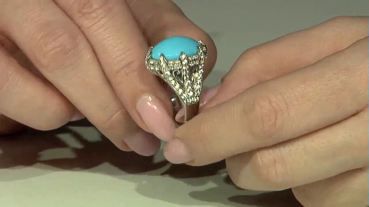 Video Zilveren ring met een Sleeping Beauty Turkoois (Dallas Prince Designs)