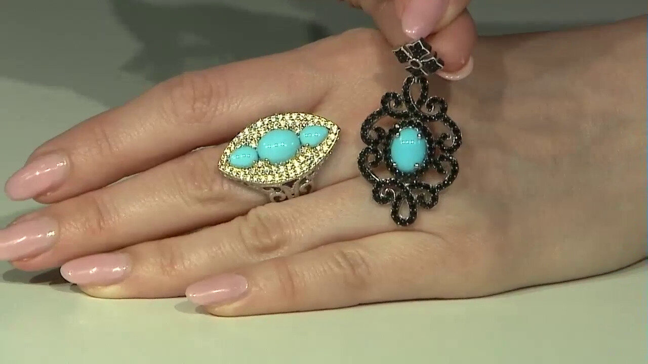 Video Zilveren ring met een Sleeping Beauty Turkoois (Dallas Prince Designs)