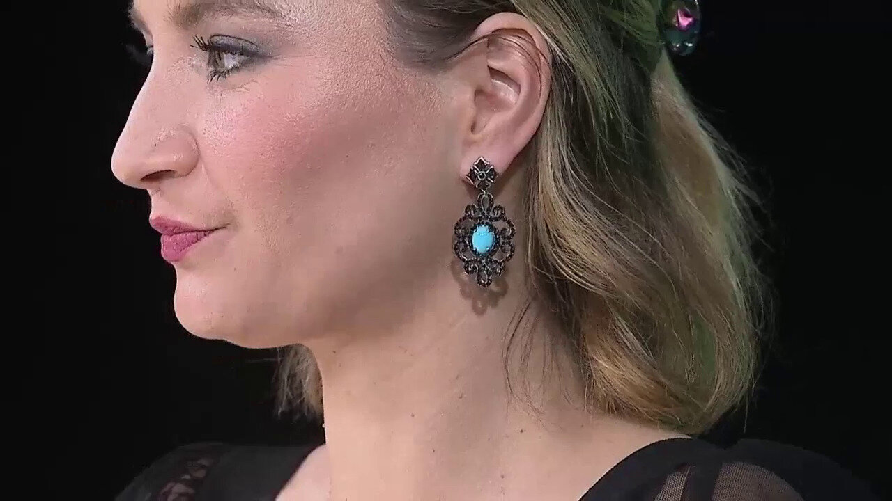 Video Boucles d'oreilles en argent et Turquoise Sleeping Beauty (Dallas Prince Designs)
