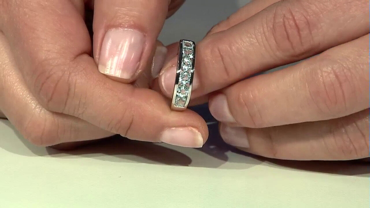 Video Zilveren ring met hemel-blauwe topaasstenen