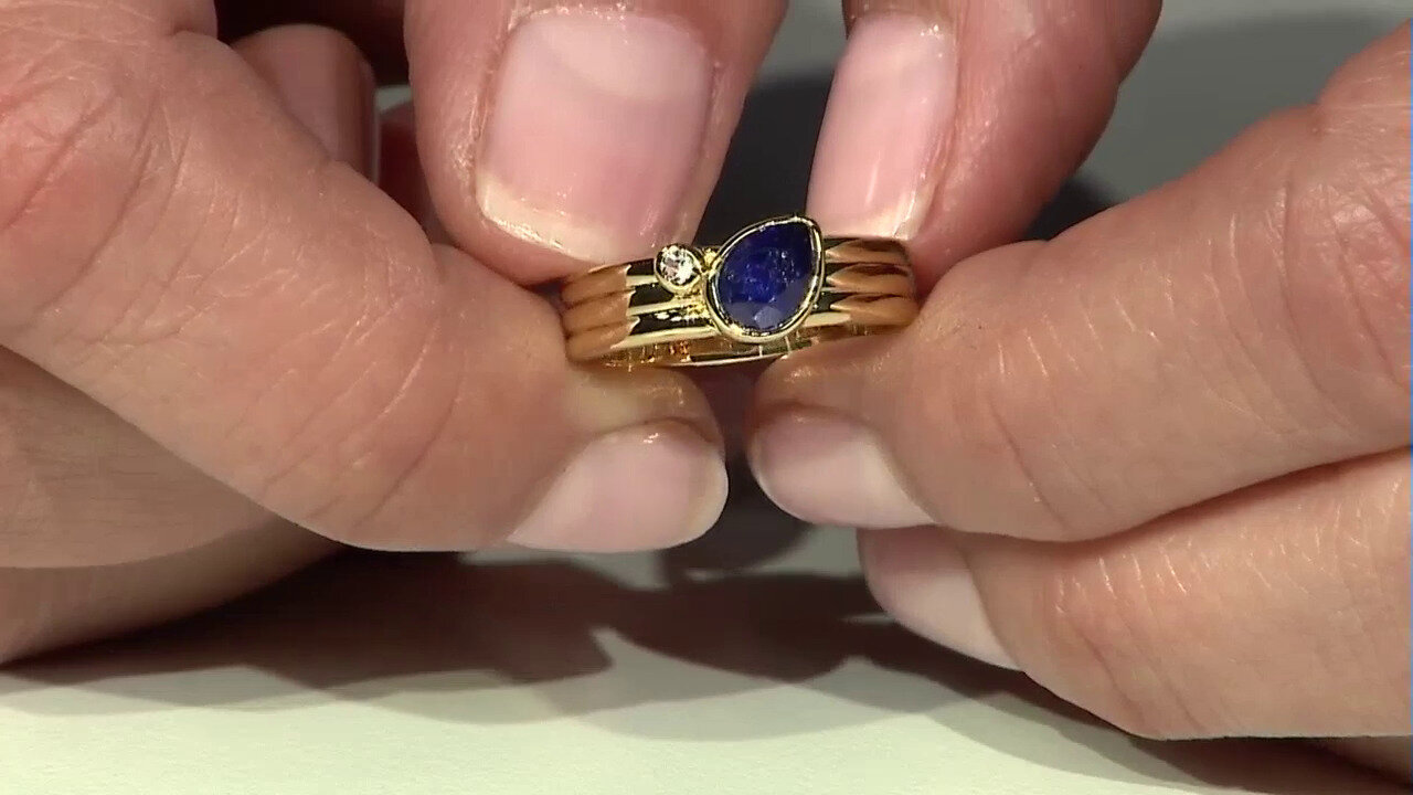 Video Zilveren ring met een Madagaskar Blauwe Saffier