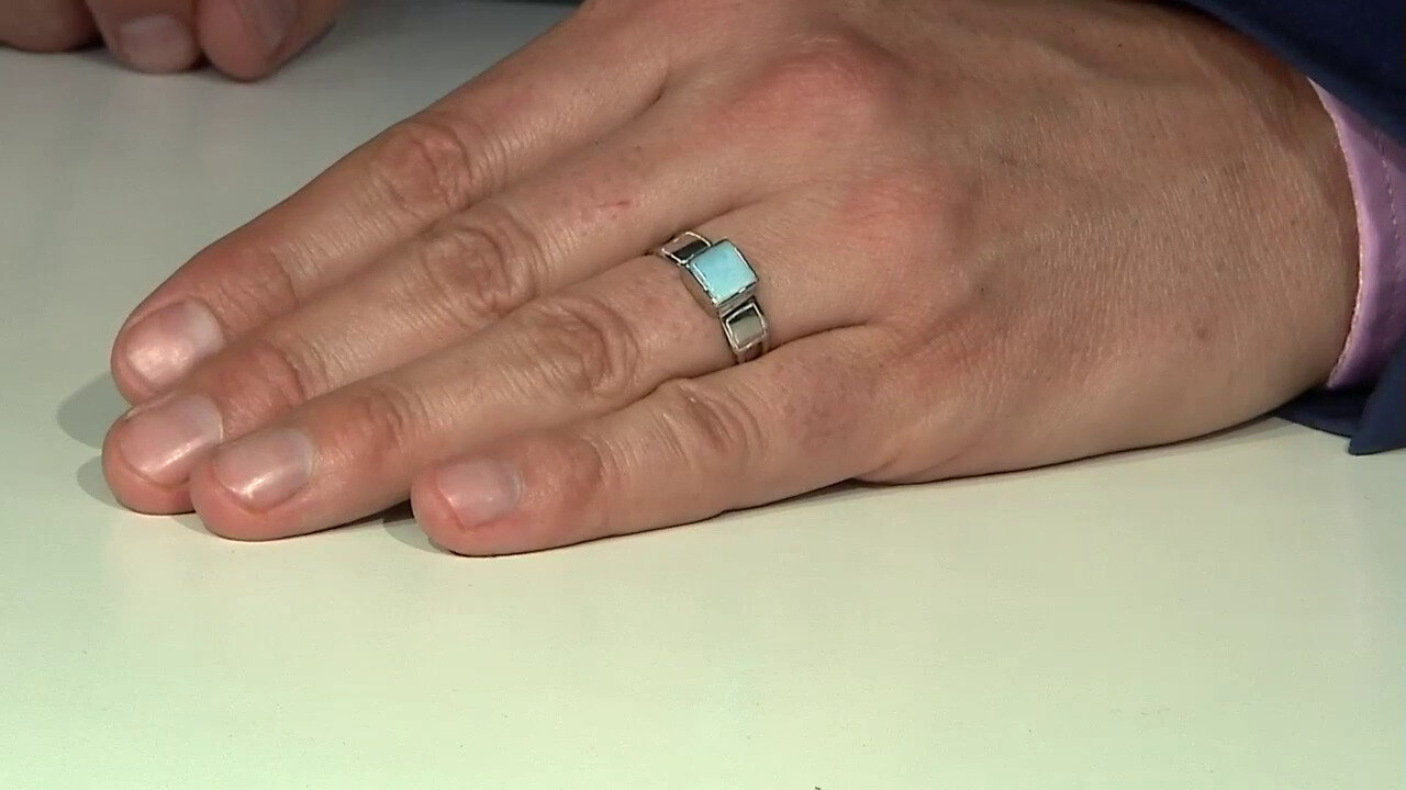 Video Zilveren ring met een larimar