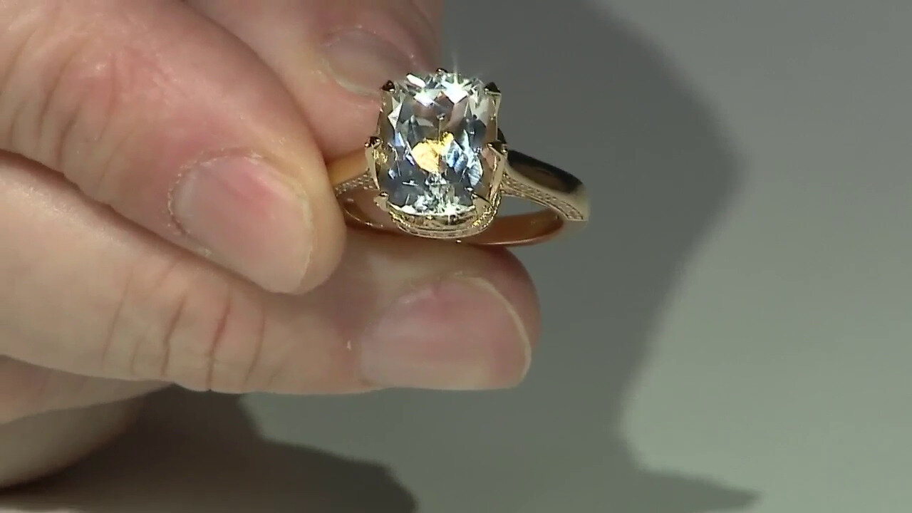 Video Zilveren ring met een witte topaas