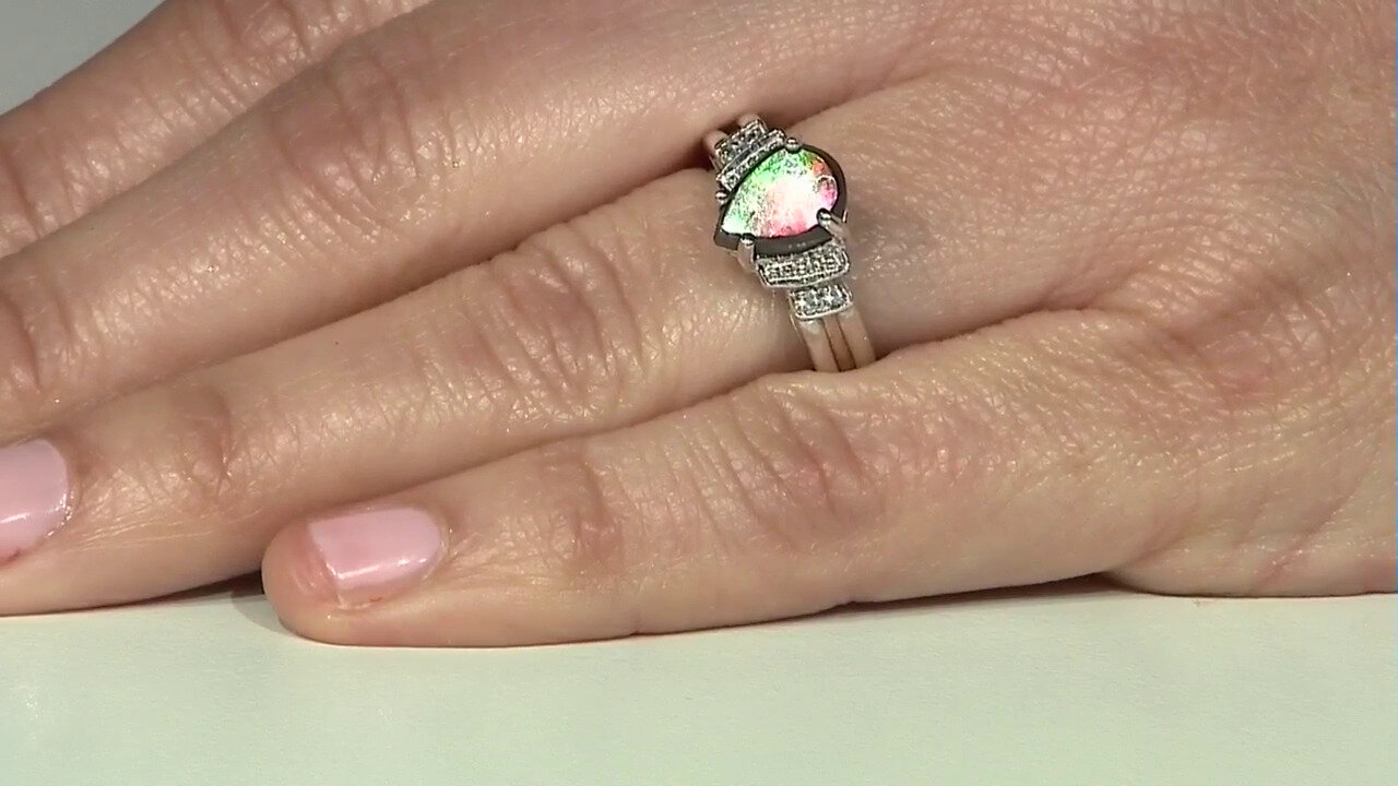 Video Ammolite Silver Ring