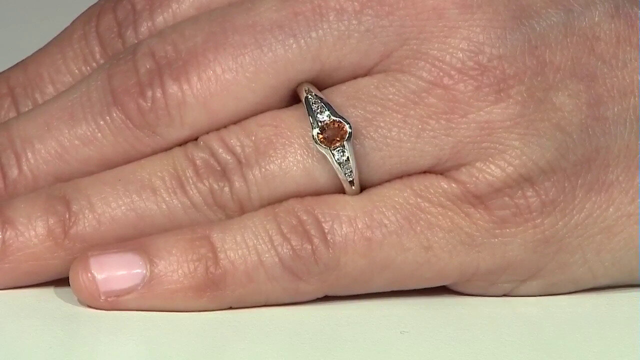 Video Orange Sapphire Silver Ring