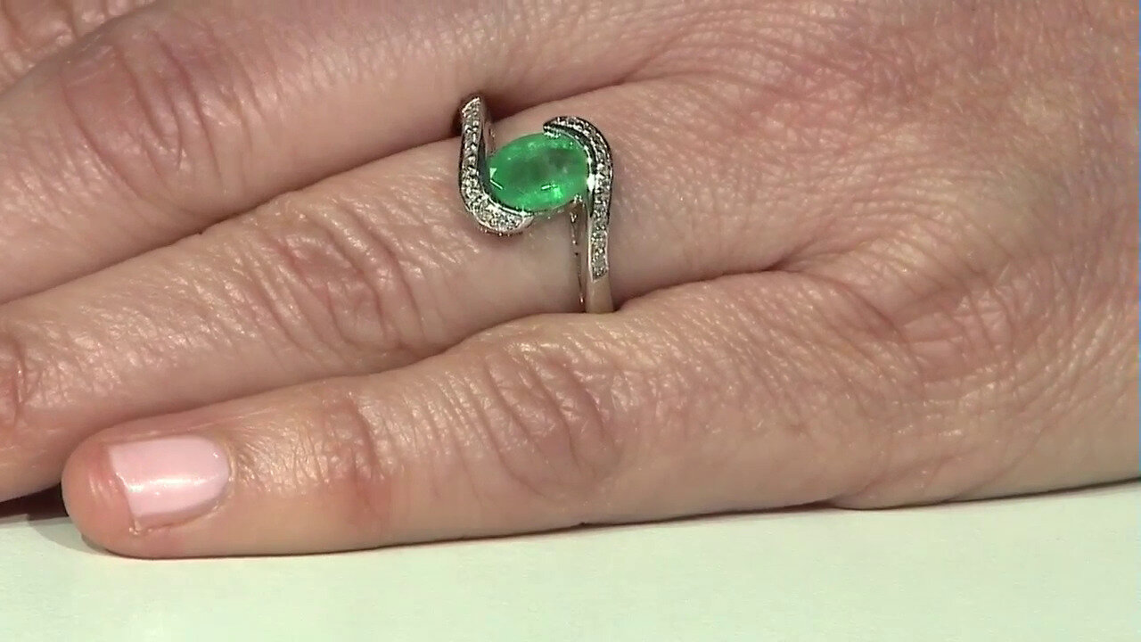 Video Anillo en plata con Esmeralda de Bahía