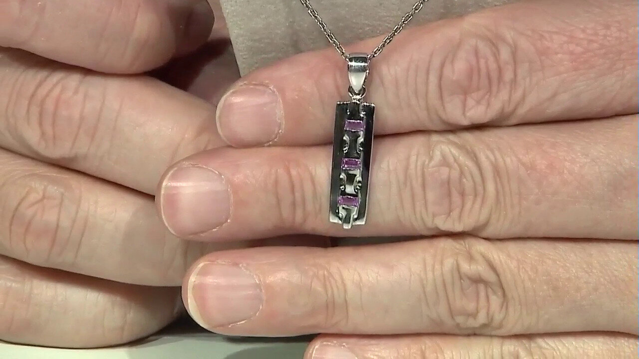 Video Colgante en plata con Zafiro de Ceilán púrpura no calentado
