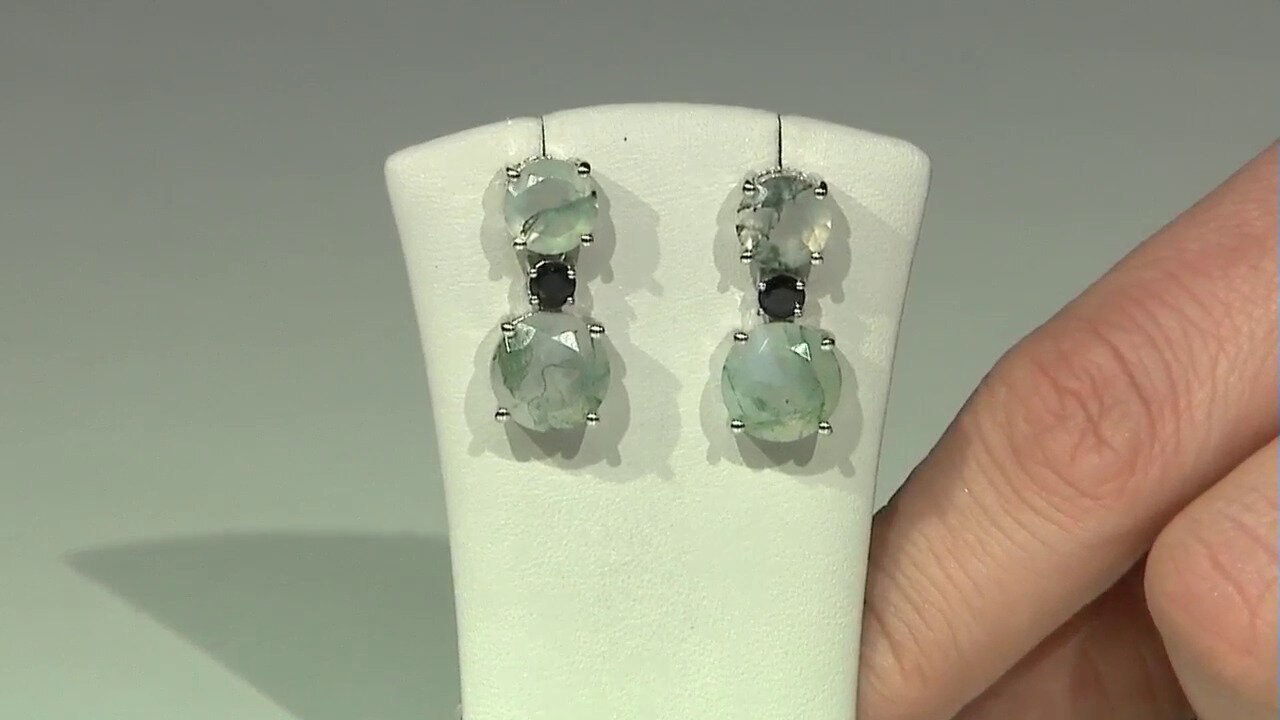 Video Moss Agate Silver Earrings