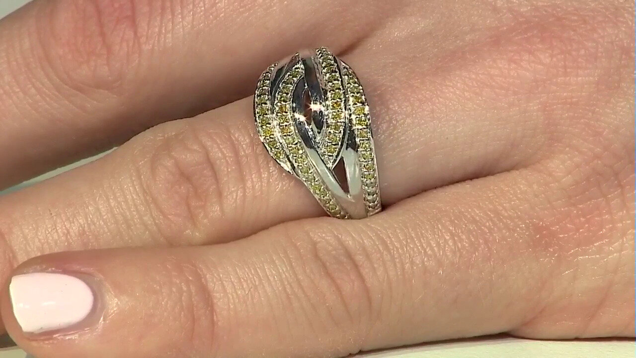 Video Fancy-Diamant-Silberring