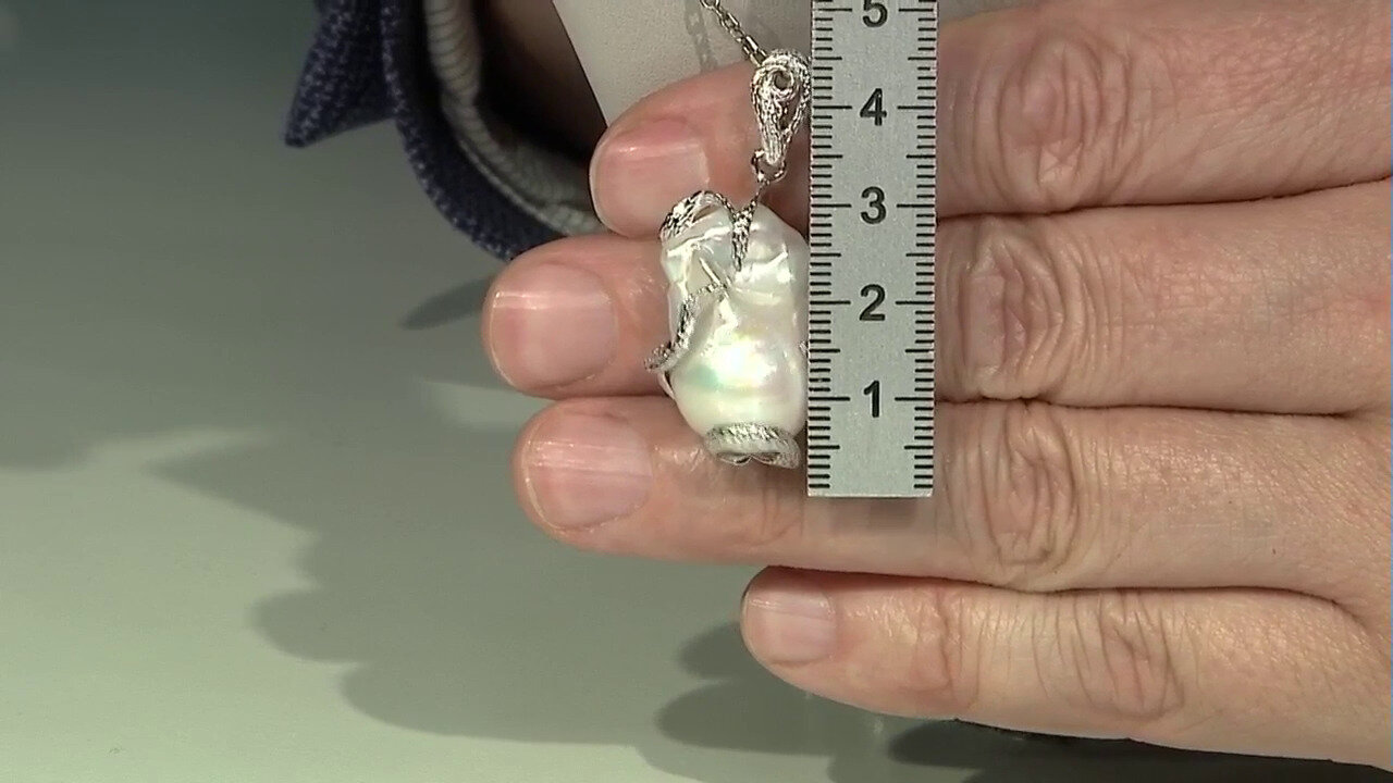 Video White Freshwater Pearl Silver Pendant (TPC)