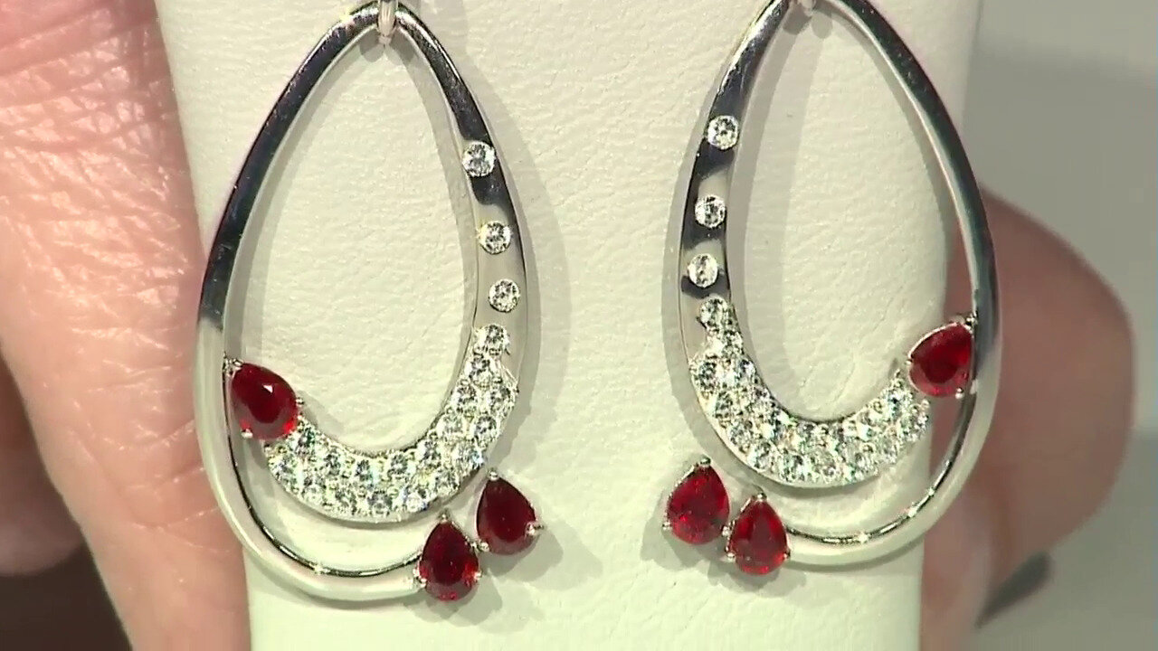 Video Tanzanian Ruby Silver Earrings