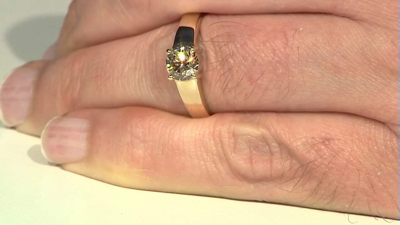 Video Bague en or et Diamant champagne I2 (de Melo)