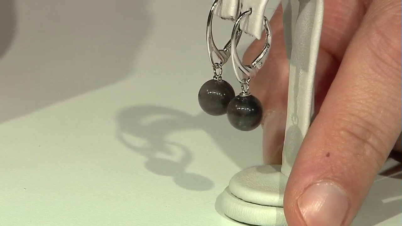Video Boucles d'oreilles en argent et Obsidienne à reflets argentés