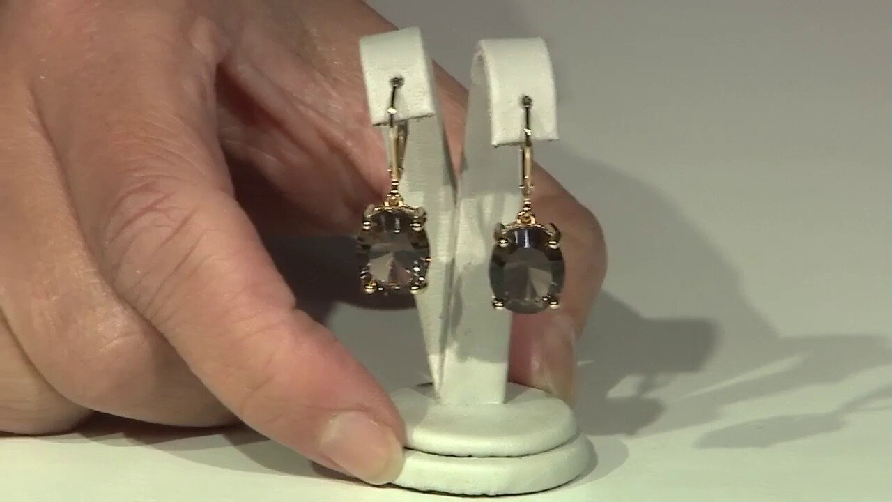 Video Zilveren oorbellen met rookkwartskristallen