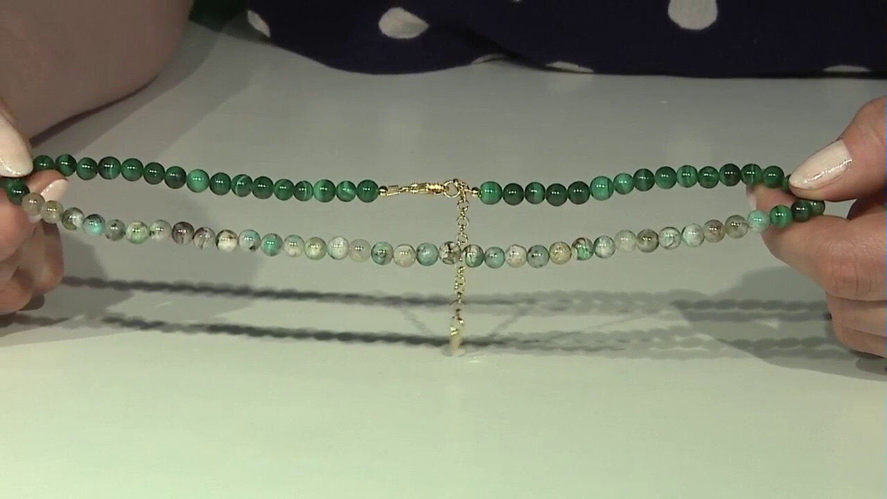 Video Zilveren halsketting met Malachieten (Riya)