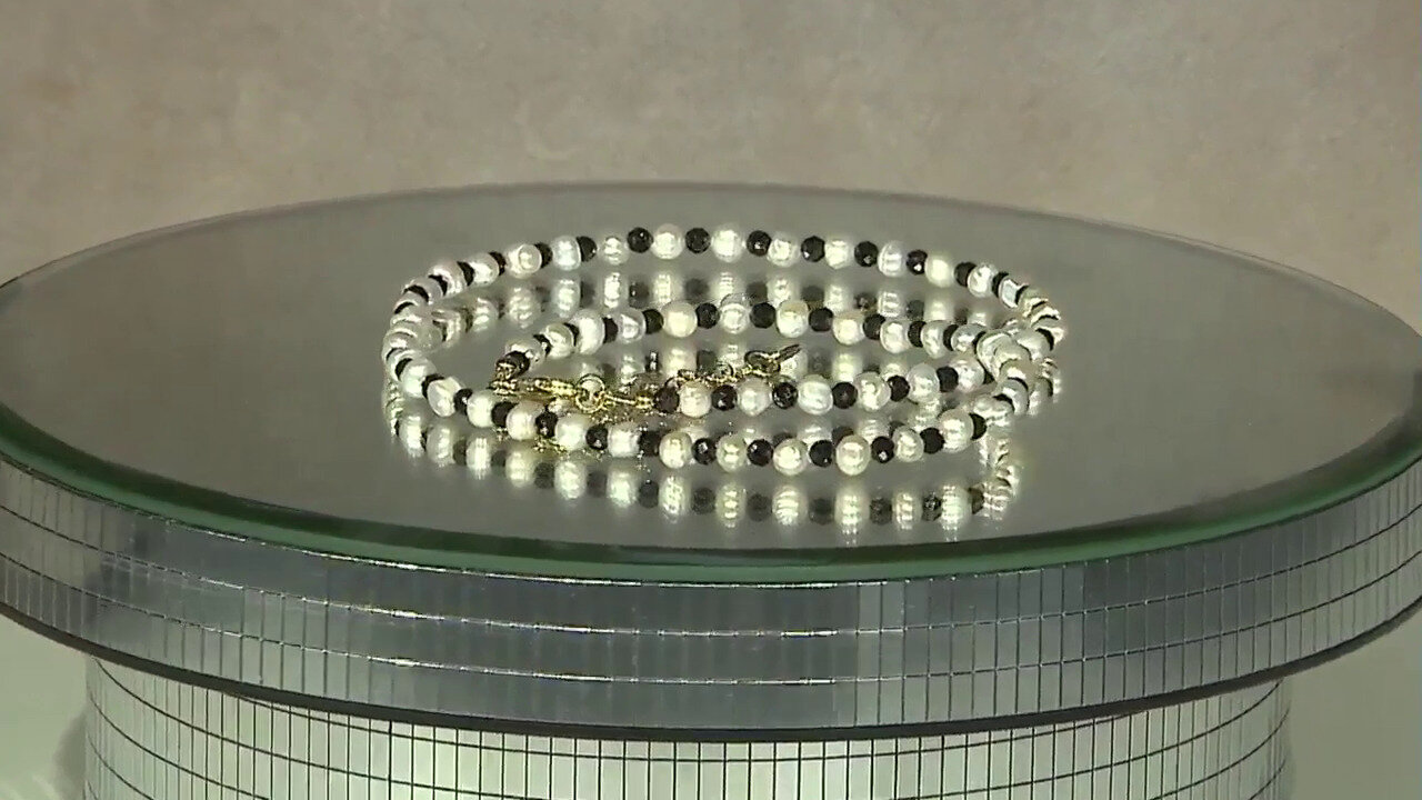 Video Zilveren halsketting met zwarte spinelstenen (Riya)