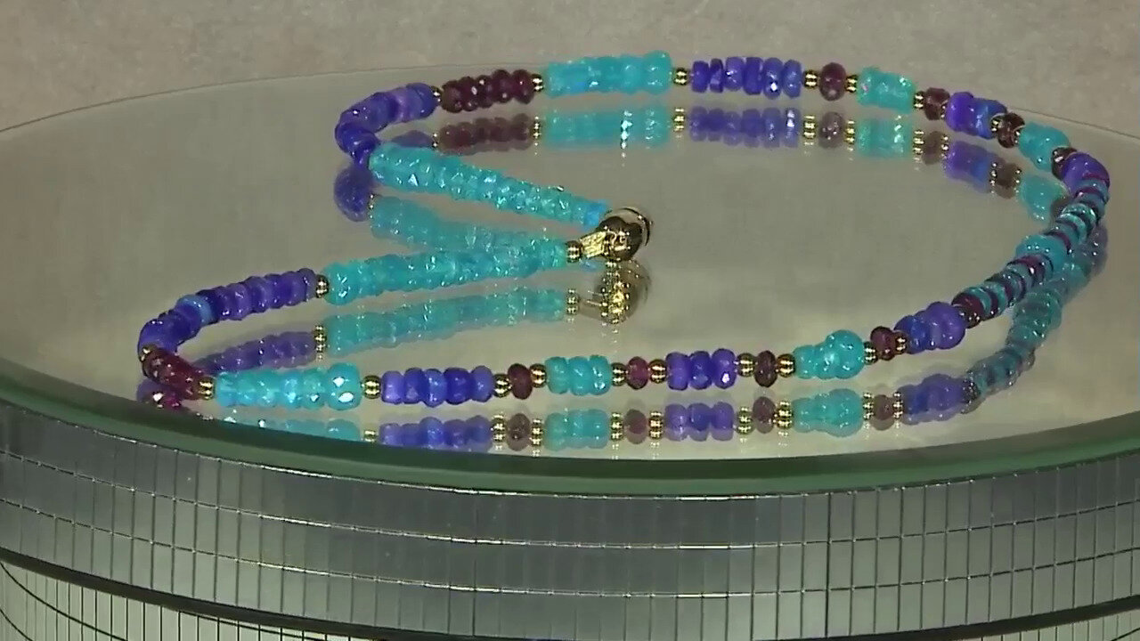 Video Blue Ethiopian Opal Silver Necklace (Riya)