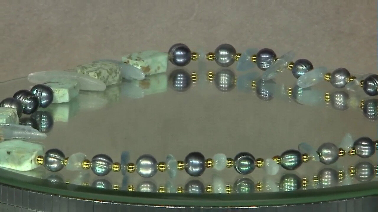 Video Peruvian Turquoise Silver Necklace (Riya)
