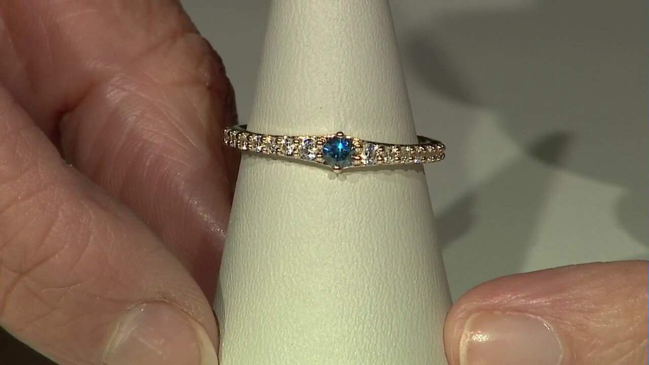 Video Gouden ring met een blauwe SI2 diamant