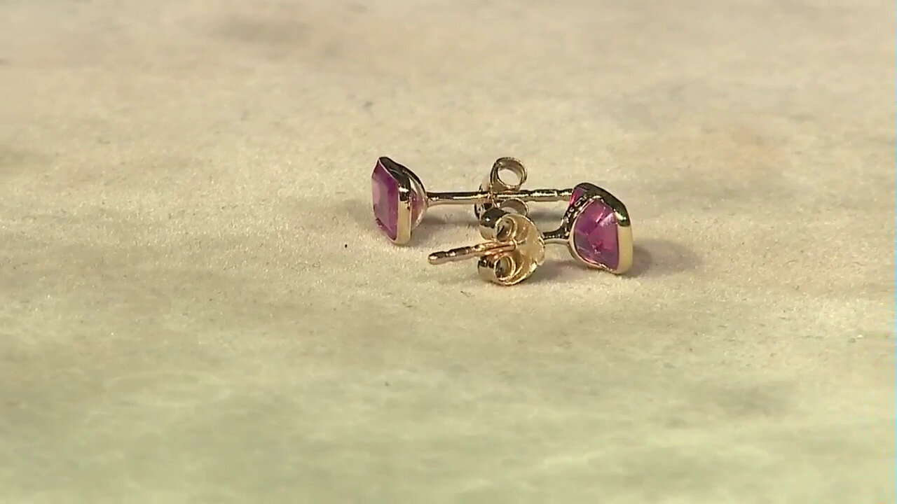 Video 9K Madagascar Pink Sapphire Gold Earrings