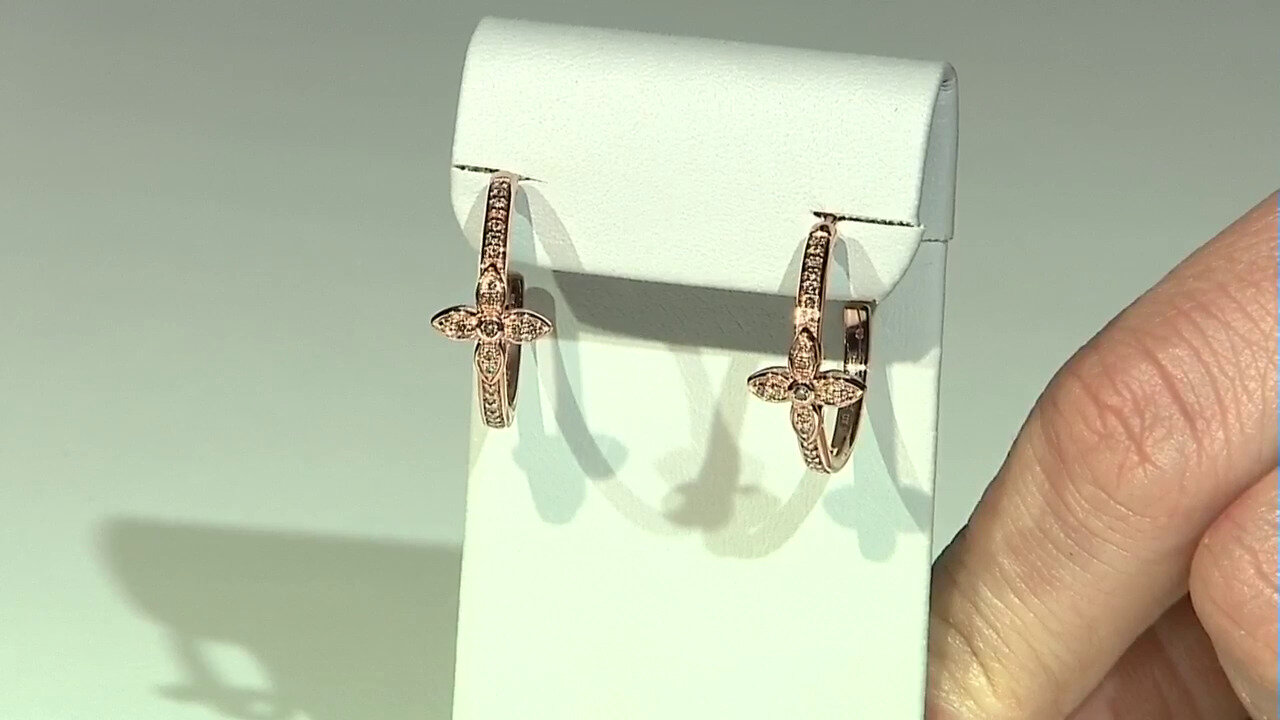 Video 9K SI1 Argyle Rose De France Diamond Gold Earrings (Annette)